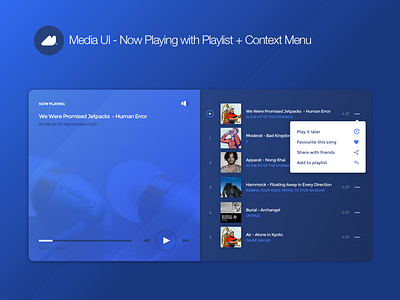 Now Playing With Playlist + Context Menu audio media player playlist ui