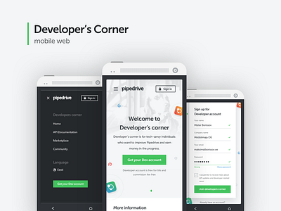 Developer's corner mobile website design corner developers form menu mobile responsive sign up web