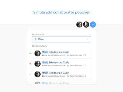 Simple add collaborator popover