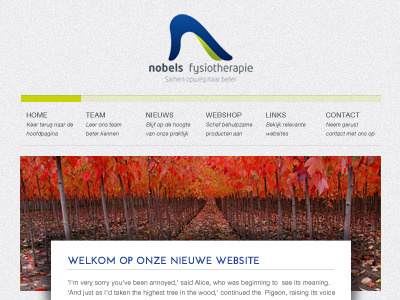 Nobels homepage menu navigation website