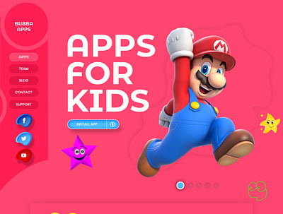 Apps For Kids angry bird app application branding child child web clean color concept game kids landing page ux web