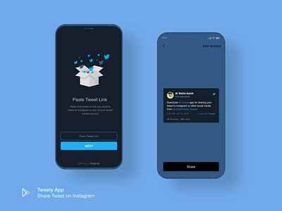 Share Tweety on Instagram - Tweety App app ui instagram tweet twitter