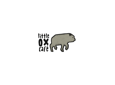 little ox cafe animal animal logos branding cafe design flat graphic design illustration logo ox oxen simple texture typography ui ux vector