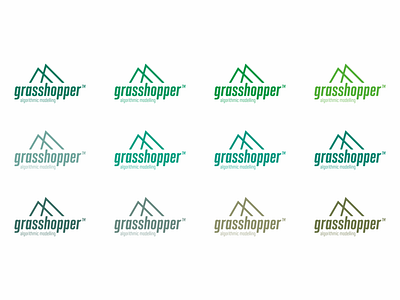 Grasshopper Logo algorithmic animal brand branding cad design flat grasshopper green legs line logo modelling profile rhino simple tone type typography