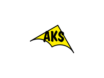 AKS acronym arc brand branding design flat icon kite line logo outline shape simple triangle type typography vector yellow