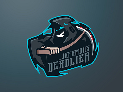 INFAMOUS DEADLIER 3d animation branding esport logo graphic design grim reaper grim reaper logo logo logos mascot logo motion graphics reaper reaper logo sport logo ui
