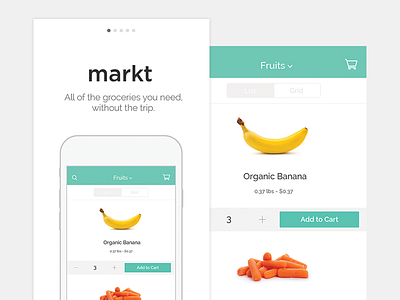 Mobile Grocery Delivery app concept food grocery ios iphone market markt splash ui ux