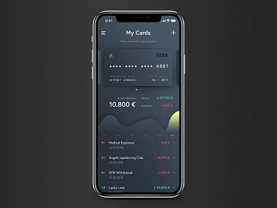 Financial App Concept app concept app design bank app credit card dark app dark blue david babinec finance gradient design shadows typography ui ux