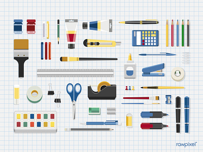 Stationery and art tool collection vector