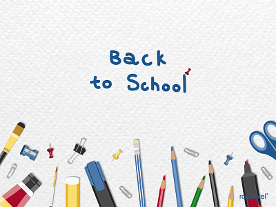 School stationery set on a white background vector background branding brush clip colour design icon illustration logo minimal pen pencil pink school scissors stationery typography
