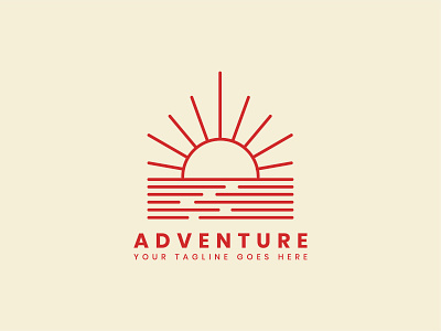 Outdoor adventure logo badge template adventure badge branding illustration logo minimal minimal badge minimal logo outdoor outdoor logo red summer sunet template travel