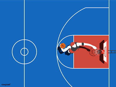 D3 07 aerial view basketball blue and white flat flatart goal gym illustration shoot sport sports
