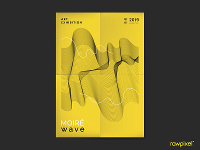 Black Moiré Wave Art Exhibition Poster abstract design illustration minimal poster poster a day poster art poster design vector