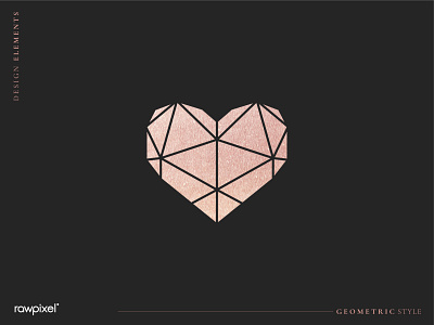 Pink shimmering geometric heart vector