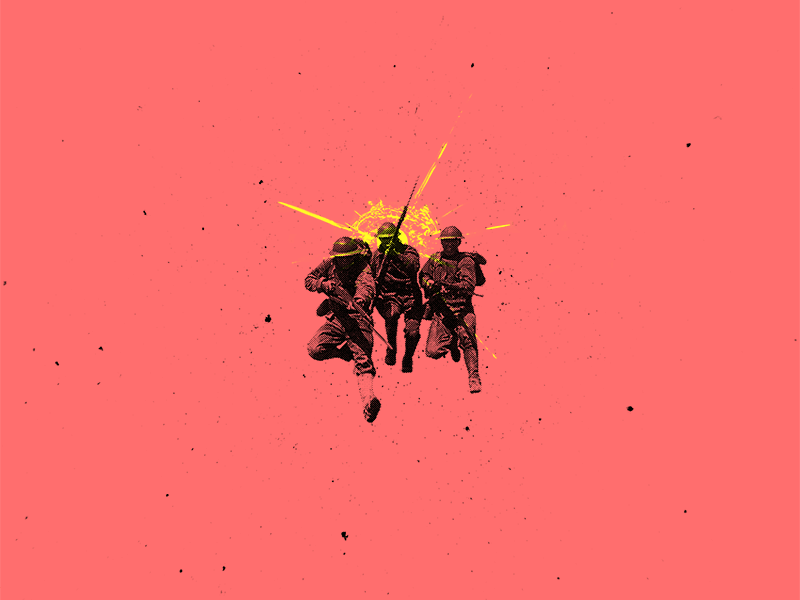 Illegal Banzai banzai military gif gunshot graphic design halftone action bang bang texture