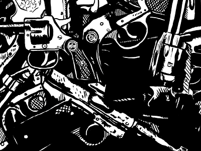 Pile O' Guns ammunition bw comic guns illustration shadows texture