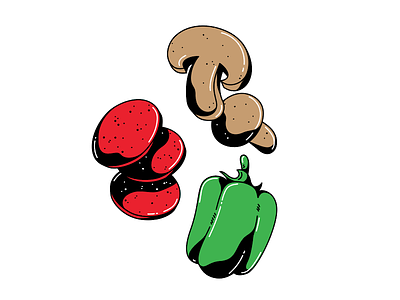 pizza toppings dude green pepper illustration mushrooms pepperoni pizza