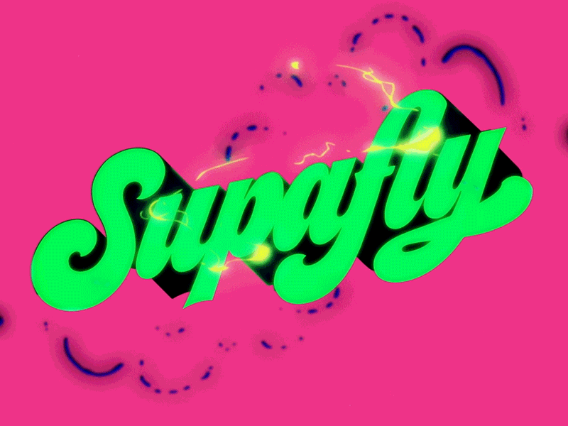Supafly Build 70s animation cel animation electric lettering logo build title design