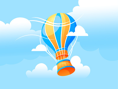 Air Balloon among the sky Vector illustration adventure air airship balloon blue branding cartoon cloud comission funny graphic design hot illustration sky transport transportation travel vacation vector yellow