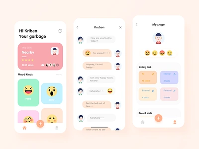 Emoji mood App app branding design emojis typography ui vector