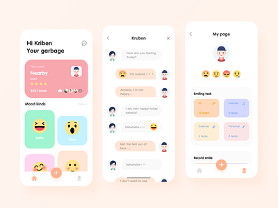 Emoji mood App app branding design emojis typography ui vector