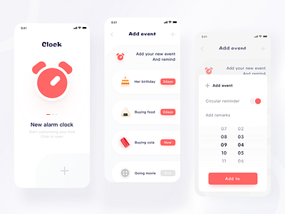 Plan reminder app clock design flat icon ui