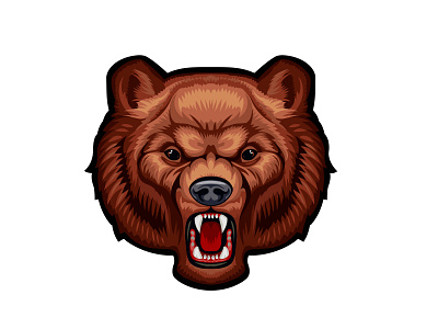 Head of bear angry animal bear character design emblem graphic head illustraion logo mascot muzzle nature power print roar sport sticker vector wild