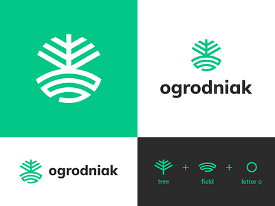 Ogrodniak branding company design field garden gardening logo o letter o monogram tree tree logo vector