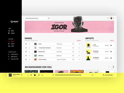 Genius Music Concept 2 application design desktop desktop application discover genius genius music landing page landingpage layout music music app music player rap genius ui ux web webdesign