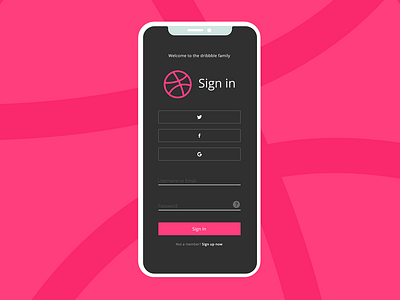 Dribbble login screen redesign