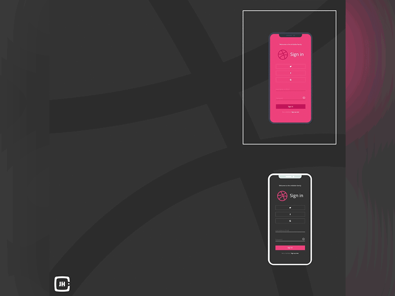Animation - Dribbble Login Screen Redesign