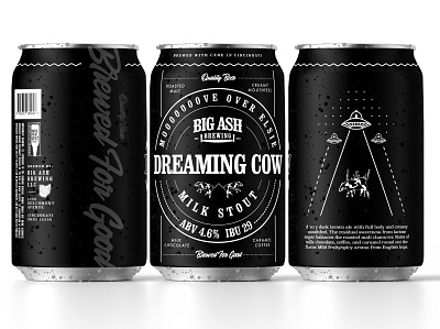 Dreaming Cow Milk Stout beer can beer can design beer design branding brewery brewery branding design illustration label design packaging