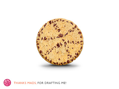 Dribbble Cookie advertising chocolate chip clean cookie debut draft dribbble invite shot thank you