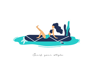 Surf your style design flat graphic illustration nature surf ui vector