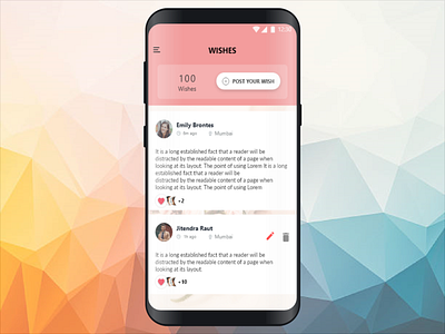 Android App Wishes Screen UI Design