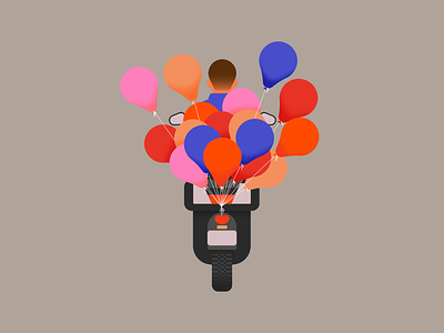 Balloons balloons colorful design flat float illustration moto motorcycle playful scooter