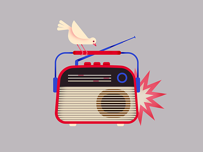 World Radio Day bird colorful design flat illustration music radio radioday