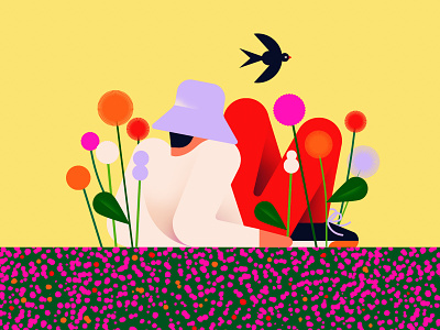 Flourishing bird blossoms buckethat chill chilling colorful field flowers green hat leaves meadow nature petals spring springtime swallow texture