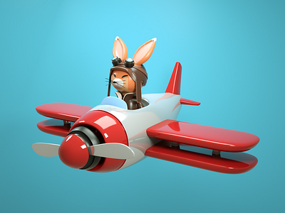 Piloto🦊 3d animation character cinema 4d design fox illustration material maxonc4d octane octanerender pilot plane plastic toy design