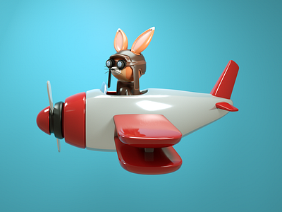 Piloto🦊 3d animation character cinema 4d design fox illustration material maxonc4d octane octanerender pilot plane plastic toy design