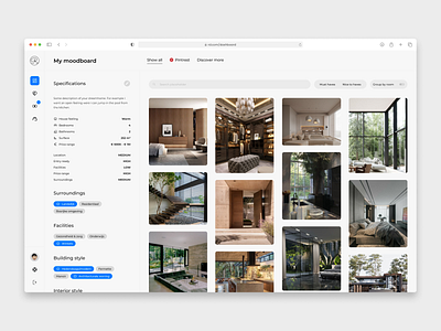 Real estate agent dashboard/moodboard dashboard design interior moodboard real estate agent webapp