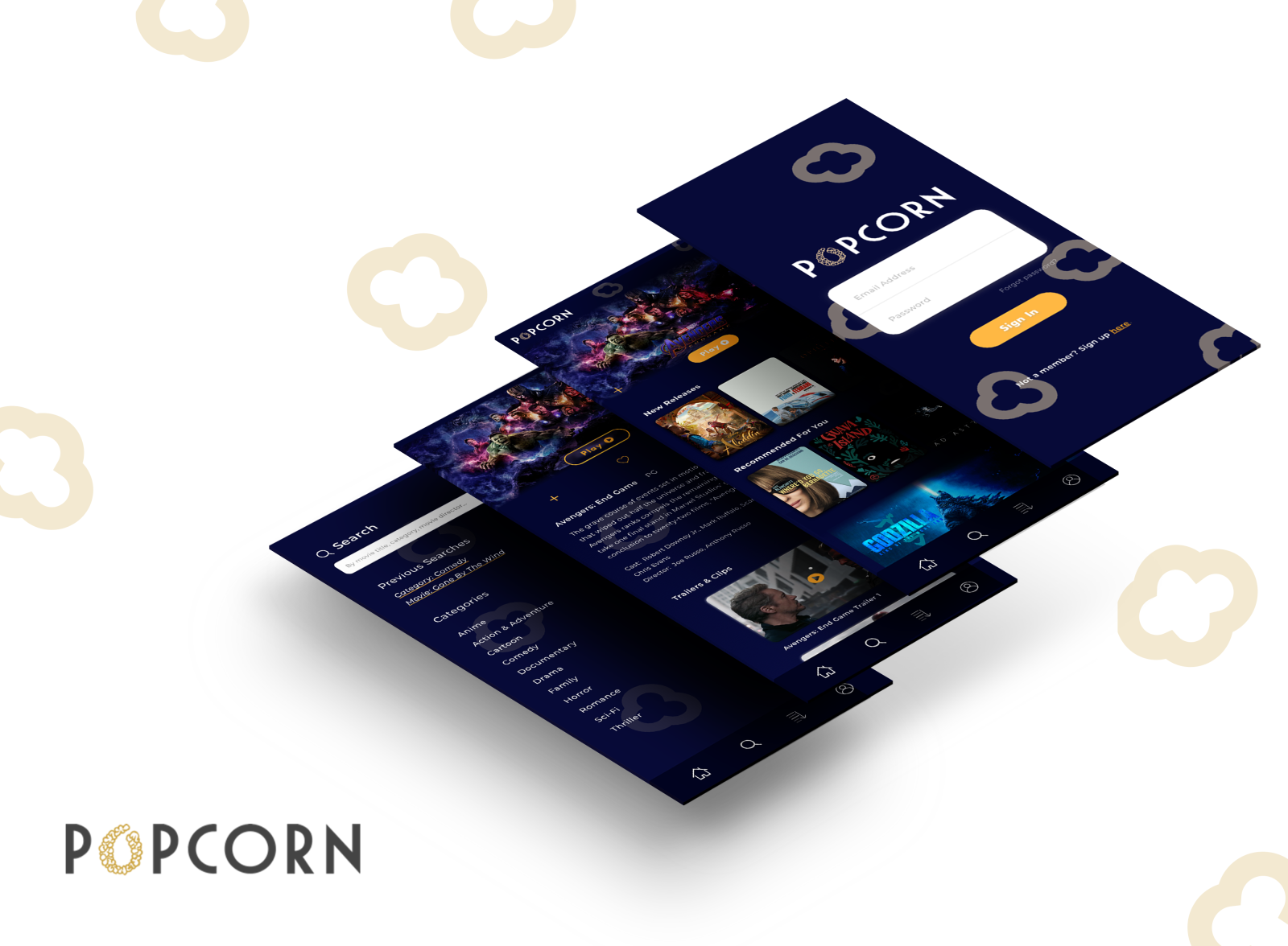 Popcorn Movie App by Gemma Low on Dribbble