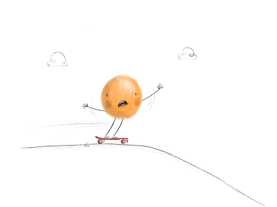 Orange on a Skateboard digital illustration doodle draw drawing illustration procreate