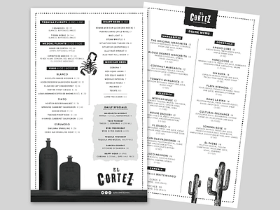 Menu Design - El Cortez clean design layout layout design menu menu design minimal modern monochrome restaurant