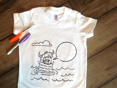 Custom Monster T-Shirt apparel fabric pens fun illustration kids t shirt