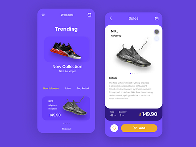 Online Shoes Store android app branding clean design ecommerce fashion ios ios app minimal mobile mobile ui nike online shop online store shop shopping store ui ux