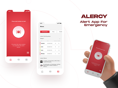 Alercy - Emergency App for Disasters Mobile App app disasters earthquake emergency health health app illustrations minimal mobile mobile app red alert ui ux