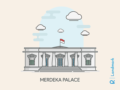 Merdeka Palace ( Jakarta, Indonesia ) architecture artwork building cityscape design flat design flat illustration flatdesign historical history illustration independence landmark palace