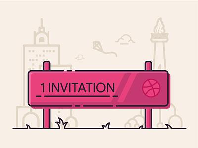 Dribbble Invitation art artwork cityscape design draft dribbble dribbble invite flat design illustration invitation invite vector
