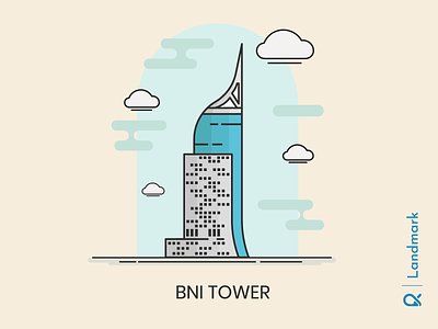 BNI Tower ( Jakarta, Indonesia ) architecture artwork building city cityscape design illustration landmark landscape office tower vector